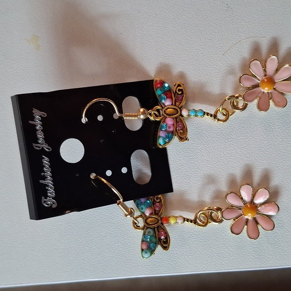 None Jewelry - Dragonfly earrings Hand Crafted By Me. Goldtone